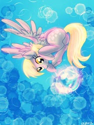 Size: 768x1024 | Tagged: safe, artist:greyscalerainbowxx, derpy hooves, pegasus, pony, g4, bubble, female, mare, solo