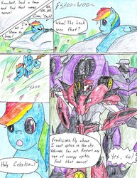Size: 785x1017 | Tagged: safe, artist:frostedicefire, rainbow dash, g4, comic, crossover, knock out, transformers, transformers prime, vehicon