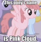Size: 137x142 | Tagged: safe, pink cloud (g4), pony, fallout equestria, g4, the ticket master, background pony, fallout, image macro, lowres, roflbot