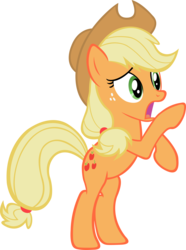 Size: 4667x6271 | Tagged: safe, artist:lilcinnamon, applejack, earth pony, pony, g4, the return of harmony, absurd resolution, bipedal, female, oh no, rearing, simple background, solo, transparent background, vector, worried
