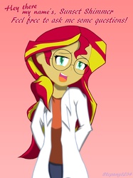 Size: 1280x1714 | Tagged: safe, artist:stepany1234, sunset shimmer, ask human sunset shimmer, equestria girls, g4, female, glasses, solo, sunspecs shimmer, tumblr