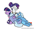 Size: 848x710 | Tagged: safe, artist:egophiliac, rarity, trixie, twilight sparkle, alicorn, pony, unicorn, tumblr:inconvenient trixie, g4, clothes, confused, dress, female, inconvenient trixie, mare, mouth hold, tumblr, twilight sparkle (alicorn), twilight sparkle is not amused, unamused, woonoggles