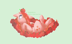 Size: 922x560 | Tagged: safe, artist:onion-eyed-goat, pinkie pie, g4, apple, female, solo, swapped cutie marks