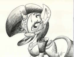 Size: 1280x985 | Tagged: safe, artist:getchanoodlewet, rarity, g4, female, monochrome, solo, traditional art
