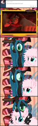 Size: 660x2155 | Tagged: safe, artist:mixermike622, queen chrysalis, oc, oc:fluffle puff, tumblr:ask fluffle puff, g4, ask, comic, crossover, cute, cutealis, flufflebetes, movie, ocbetes, sugar rush, tumblr, wreck-it ralph, wreck-it ralph (character)