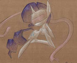 Size: 1280x1045 | Tagged: safe, artist:getchanoodlewet, rarity, g4, blindfold, female, ribbon, solo, traditional art