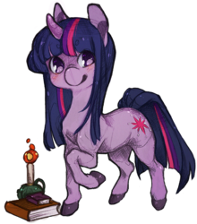 Size: 756x861 | Tagged: safe, artist:severedribs, twilight sparkle, g4, book, candle, female, solo