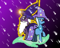 Size: 1000x800 | Tagged: safe, artist:turkleson, star swirl the bearded, trixie, g4, headcanon, sunset-answers