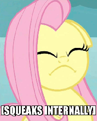 Size: 432x538 | Tagged: safe, fluttershy, g4, keep calm and flutter on, angry, animated, constipated, descriptive noise, eyes closed, face, female, floppy ears, flutterfrown, frown, shivering, solo, squeak, vibrating, x internally