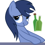 Size: 150x149 | Tagged: safe, artist:jokuc, bottlecap (g4), g4, background pony, blue, bottle, scrunchy face, simple background, solo, transparent background, vector