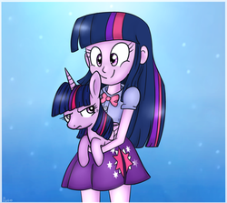 Size: 1123x1000 | Tagged: dead source, safe, artist:flarities, twilight sparkle, human, pony, equestria girls, g4, holding a pony, human ponidox, twilight sparkle (alicorn), unamused