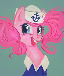 Size: 841x1000 | Tagged: safe, artist:maaronn, pinkie pie, g4, anchor, female, gap teeth, hat, navy, solo