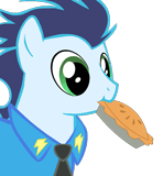 Size: 148x160 | Tagged: safe, artist:abits, soarin', pink fluffy unicorns dancing on rainbows, g4, animated, chewing, chewing ponies, clothes, cute, male, necktie, nibbling, nom, pie, simple background, soarinbetes, solo, stallion, that pony sure does love pies, transparent background, wonderbolts dress uniform