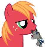 Size: 153x160 | Tagged: safe, artist:abits, big macintosh, smarty pants, earth pony, pony, pink fluffy unicorns dancing on rainbows, g4, animated, chewing, chewing ponies, cute, doll, macabetes, male, nom, solo, stallion