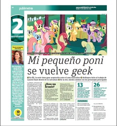 Size: 829x897 | Tagged: safe, applejack, spike, twilight sparkle, human, g4, article, irl, irl human, mexico, newspaper, photo, spanish, text