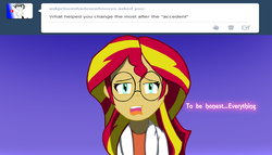 Size: 1280x733 | Tagged: safe, artist:stepany1234, sunset shimmer, ask human sunset shimmer, equestria girls, g4, female, glasses, solo, tumblr