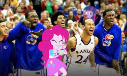 Size: 600x362 | Tagged: safe, pinkie pie, twilight sparkle, human, equestria girls, g4, basketball, equestria girls in real life, irl, irl human, kansas jayhawks, ncaa, photo