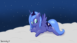 Size: 1920x1080 | Tagged: safe, artist:verminshy, princess luna, g4, female, filly, solo, woona