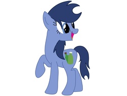 Size: 1600x1200 | Tagged: safe, artist:haruka, bottlecap (g4), g4, background pony, blue, bottle, recycling, smiling, solo