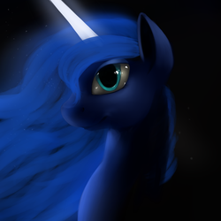 Size: 1024x1024 | Tagged: safe, artist:tres-apples, princess luna, g4, female, glowing horn, horn, solo