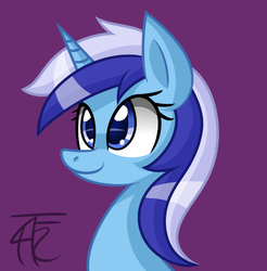 Size: 658x668 | Tagged: dead source, safe, artist:php92, minuette, pony, unicorn, g4, bust, female, portrait, smiling, solo