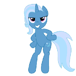 Size: 400x400 | Tagged: safe, artist:bigccv, trixie, pony, g4, animated, bipedal, dancing, female, grin, happy butt dance, looking at you, simple background, smiling, solo, transparent background