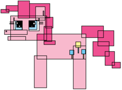 Size: 541x402 | Tagged: source needed, safe, pinkie pie, g4, female, rectangle pony, rectangles, shapes, solo, squares, wat