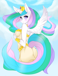 Size: 2975x3850 | Tagged: safe, artist:punipaws, princess celestia, anthro, g4, ambiguous facial structure, female, solo