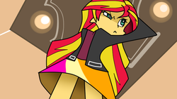 Size: 640x360 | Tagged: safe, artist:hannah-joy64, sunset shimmer, equestria girls, g4, female, panty and stocking with garterbelt, solo, style emulation