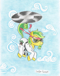 Size: 2550x3208 | Tagged: safe, artist:bonsai-tree009, oc, oc only, pony, nunchuck, solo, traditional art