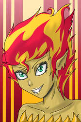 Size: 1000x1500 | Tagged: safe, artist:edowaado, sunset shimmer, human, g4, female, humanized, solo, sunset satan