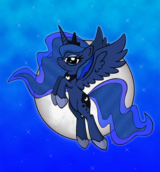 Size: 802x860 | Tagged: safe, artist:littlemissantisocial, princess luna, g4, female, flying, moon, solo