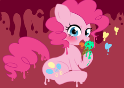 Size: 880x630 | Tagged: safe, artist:＊k*a*h*o＊, pinkie pie, g4, female, ice cream, melting, pixiv, solo