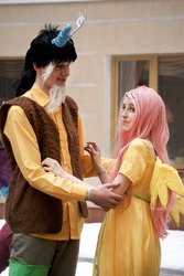 Size: 1024x1530 | Tagged: safe, discord, fluttershy, human, g4, cosplay, irl, irl human, photo