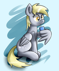 Size: 2000x2400 | Tagged: safe, artist:erockertorres, derpy hooves, pegasus, pony, g4, drink, female, juice, juice box, mare, solo, wing hands