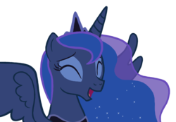 Size: 1300x900 | Tagged: safe, artist:shynies, princess luna, g4, bust, eyes closed, female, happy, laughing, simple background, solo, transparent background