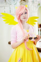 Size: 537x807 | Tagged: safe, artist:tink-ichigo, fluttershy, human, g4, clothes, cosplay, irl, irl human, photo, solo, sweater, sweatershy