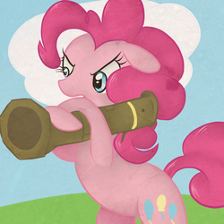 Size: 1200x1200 | Tagged: safe, artist:lisa400, pinkie pie, g4, female, rocket launcher, solo, weapon