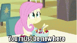 Size: 360x202 | Tagged: safe, edit, edited screencap, screencap, fluttershy, sunset shimmer, twilight sparkle, equestria girls, g4, my little pony equestria girls, animated, female, food, fruit salad, puffy cheeks, salad, you must be new here