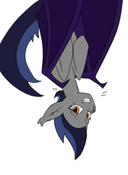 Size: 591x809 | Tagged: safe, oc, oc only, oc:echo, bat pony, pony, behaving like a bat, exploitable, solo, upside down