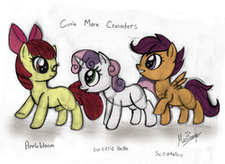 Size: 800x587 | Tagged: safe, artist:maurincl, apple bloom, scootaloo, sweetie belle, g4, cutie mark crusaders