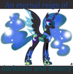 Size: 2763x2795 | Tagged: safe, artist:bananimationofficial, nightmare moon, queen chrysalis, oc, oc only, oc:chrysalis moon, alicorn, changeling, changeling queen, changepony, hybrid, pony, g4, female, fusion, fusion:chrysmoon, fusion:nightmare moon, fusion:queen chrysalis, mare, solo