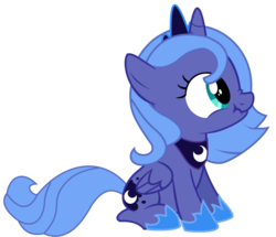 Size: 964x829 | Tagged: safe, artist:lightningbolt, princess luna, pony, g4, cute, female, filly, frown, looking up, nose wrinkle, scrunchy face, show accurate, simple background, sitting, solo, transparent background, vector, woona