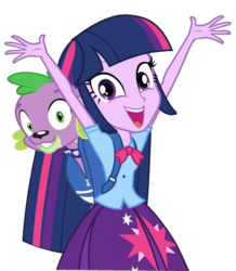 Size: 435x498 | Tagged: safe, spike, twilight sparkle, dog, equestria girls, g4, backpack, dash for the crown, duo, equestria girls prototype, game, simple background, spike the dog, transparent background, vector