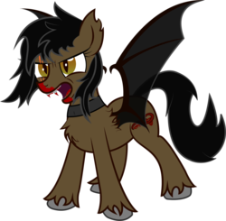 Size: 1280x1253 | Tagged: safe, artist:ze-dusty, oc, oc only, oc:whirlwind dust, vampire, angry, blood, chest fluff, fangs, scar, simple background, solo, transparent background, vector