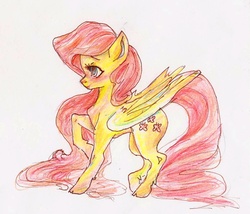 Size: 1195x1023 | Tagged: safe, artist:youmywaywardgirl, fluttershy, g4, female, solo, traditional art