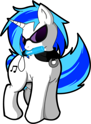 Size: 1107x1504 | Tagged: safe, artist:sethisto, dj pon-3, vinyl scratch, pony, unicorn, g4, collar, female, glowstick, mouth hold, solo