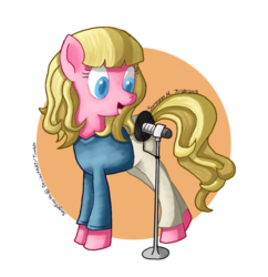 Size: 880x908 | Tagged: safe, artist:tierraverde, earth pony, pony, andrea libman, clothes, female, mare, microphone, ponified, simple background, solo, transparent background