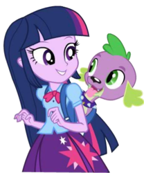 Size: 344x414 | Tagged: safe, spike, twilight sparkle, dog, equestria girls, g4, backpack, dash for the crown, duo, equestria girls prototype, female, game, male, simple background, spike the dog, transparent background, vector