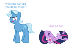 Size: 1000x656 | Tagged: safe, artist:shiverbear, trixie, twilight sparkle, g4, laughing, rule 63, tristan